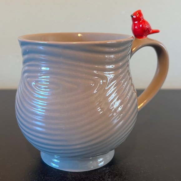 Temp-tations by Tara WOODLAND Embossed Tree Ring Pattern Mug with Red Cardinal - Picture 2 of 9